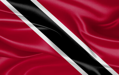 3d waving realistic silk national flag of Trinidad and Tobago. Happy national day Trinidad and Tobago flag background. close up
