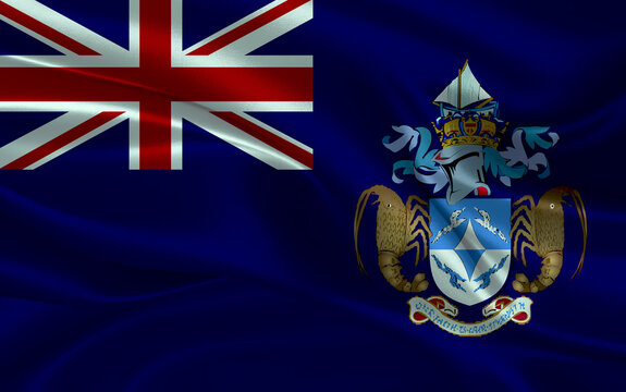 3d waving realistic silk national flag of Tristan da Chuha. Happy national day Tristan da Chuha flag background. close up