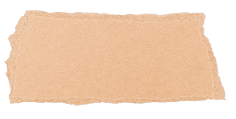 Torn piece of brown cardboard isolated on transparent background