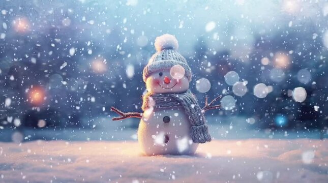 Charming snowman in a festive winter wonderland with Snowflakes