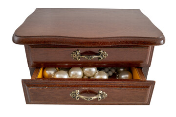  coffret à bijoux en bois sur fond transparent, PNG