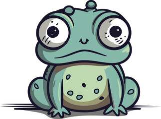 Cute cartoon frog vector illustration isolated on a white background