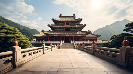 Chinese temple, Scenery temple. - obrazy, fototapety, plakaty