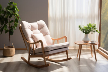 Simple modern decorating style living room, Back Rocking Chair.
