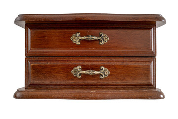 coffret à bijoux vintage en bois sur fond transparent, PNG