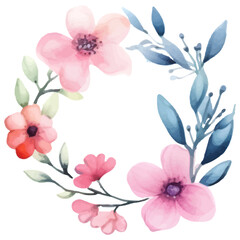 Watercolor floral frame. Wedding invitation card template. vector illustration