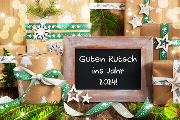 Text Guten Rutsch 2024, Means Happy 2024, Sustainable Winter Decor, Christmas