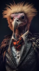 Vulture dressed in an elegant suit with a nice tie. Fashion portrait of an anthropomorphic animal, bird, raptor posing with a charismatic human attitude © mozZz