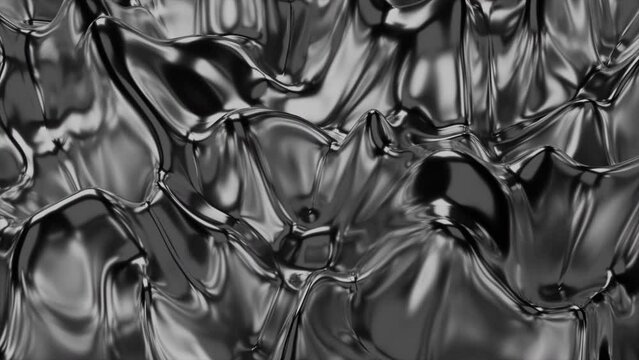 Seamless background with liquid silver or mercury. Morphing metal surface. Shiny reflections.