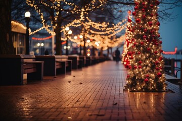 Fototapeta na wymiar Festive City Lights, Holiday Cheer, Urban Christmas