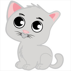 Vector illustration of cute kitten.