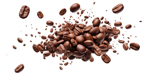 Scattering delicious coffee beans, cut out