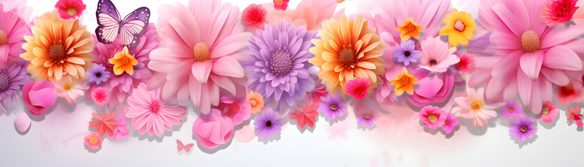 background with ribbons summer, spring, blossom, bloom, petal, white, flora, dahlia, color, purple, macro, beautiful, 
