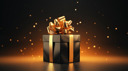 Gift box on black background picture material
