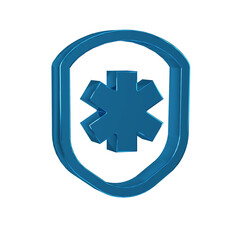 Fototapeta premium Blue Medical shield with cross icon isolated on transparent background. Protection, safety, password security.