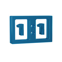 Blue Sport mechanical scoreboard and result display icon isolated on transparent background.