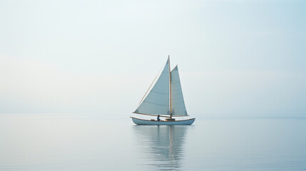 Fototapeta premium A simple depiction of a sailboat in a minimalist style, emphasizing the elegance of maritime travel.