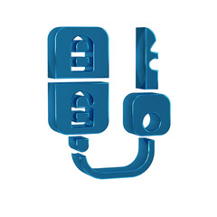 Blue Car key with remote icon isolated on transparent background. Car key and alarm system.