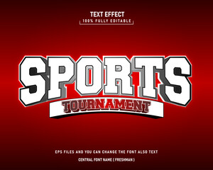 Sport tournament 3D editable text effect template © suci