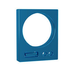 Blue Electronic scales icon isolated on transparent background. Weight measure equipment.