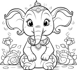 Hindu lord (bal ganesha) coloring page