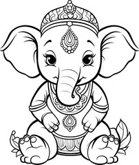 Hindu lord (bal ganesha) coloring page