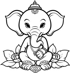Hindu lord (bal ganesha) coloring page