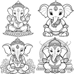 Hindu lord (bal ganesha) coloring page - obrazy, fototapety, plakaty
