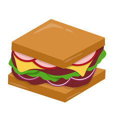 Delicious sandwich illustration with tomato and cheese 