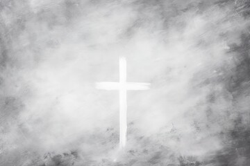 Grungy abstract black and white christian themed background with a cross. Easter concept with room for text.