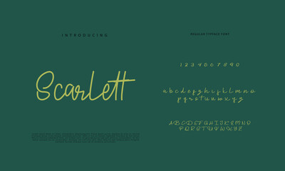 Handwritten Script font. Hand drawn brush style modern calligraphy cursive typeface. Hand Lettering and Custom Typography alphabet for Designs: Logo, Greeting Cards, Poster. Vector Brush type set.
