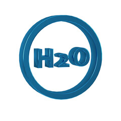 Blue Chemical formula for water drops H2O shaped icon isolated on transparent background.