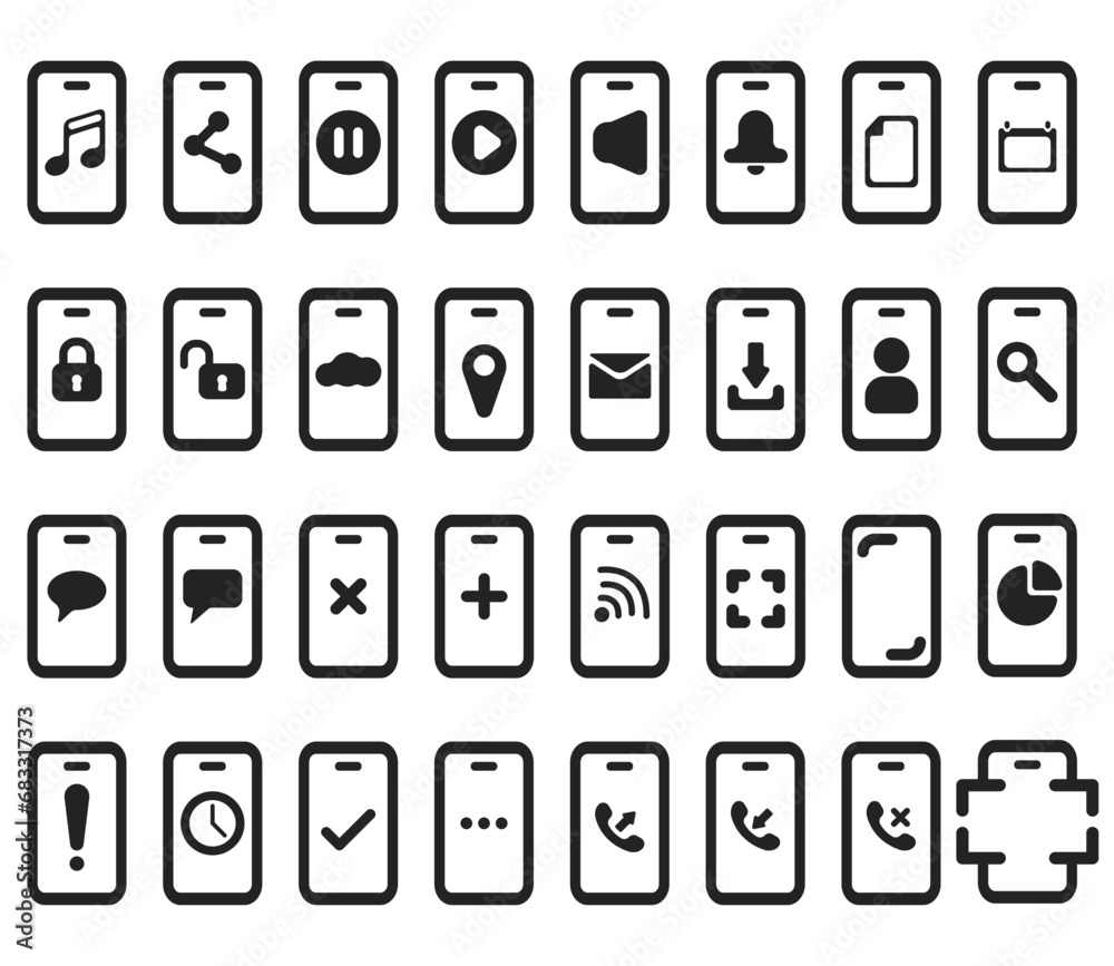Poster multimedia icons vector set. computer web icons black. website icons. content management system vect