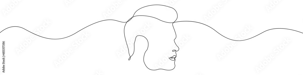 Poster face icon line continuous drawing vector. one line man's face in profile icon vector background. a m