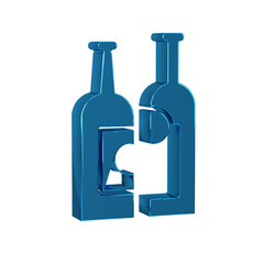 Blue Bottles of wine icon isolated on transparent background.