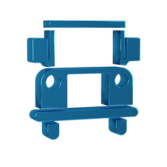 Blue School Bus icon isolated on transparent background. Public transportation symbol.