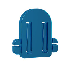 Blue School backpack icon isolated on transparent background.
