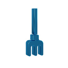 Blue Garden rake icon isolated on transparent background. Tool for horticulture, agriculture, farming. Ground cultivator.