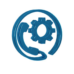 Blue Telephone 24 hours support icon isolated on transparent background. All-day customer support call-center. Full time call services.