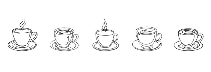 Bundle mit Verschiedenen Linearts von Heißen Kaffeebechern