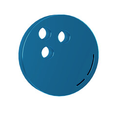 Blue Bowling ball icon isolated on transparent background. Sport equipment.