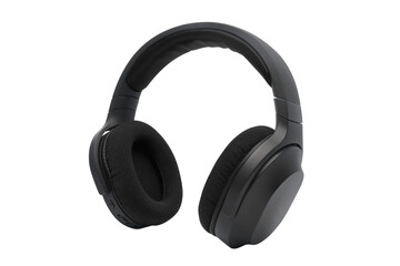 wireless overhead black headphones on a transparent background png