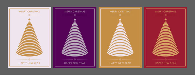 Christmas and New Year. Festive design template with stylized spruce for postcards, banners, posters and creative ideas