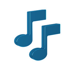 Blue Music note, tone icon isolated on transparent background.