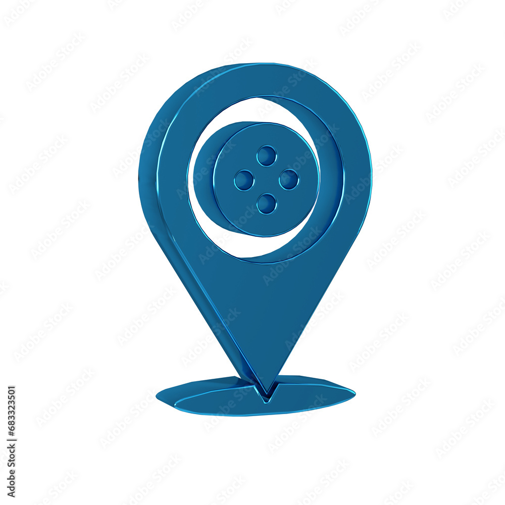 Wall mural blue location tailor shop icon isolated on transparent background.