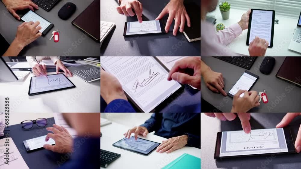 Poster digital signature on contract document online