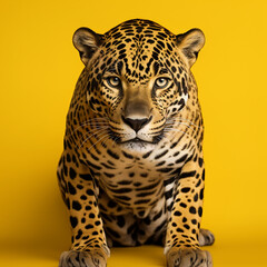 Leopard on a yellow background.