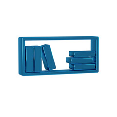 Blue Shelf with books icon isolated on transparent background. Shelves sign.