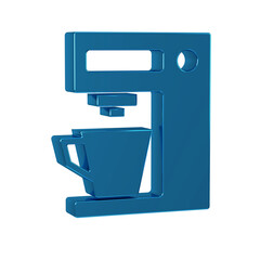 Blue Coffee machine icon isolated on transparent background.