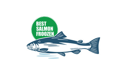 big salmon fish logo, silhouette of great fish swimming vectorillustrations